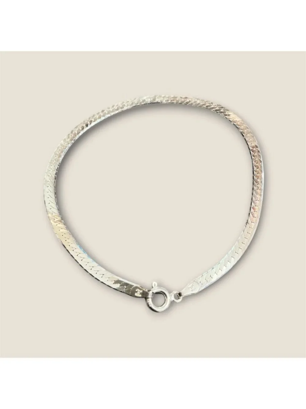 Sterling Silver Herringbone Bracelet 7 Inches Italy Polished Elegant Jewelry Gif
